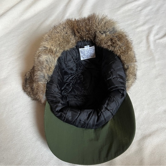 Mad Bomber green bomber hat rabbit fur lined trapper cap sz Large - Picture 5 of 6